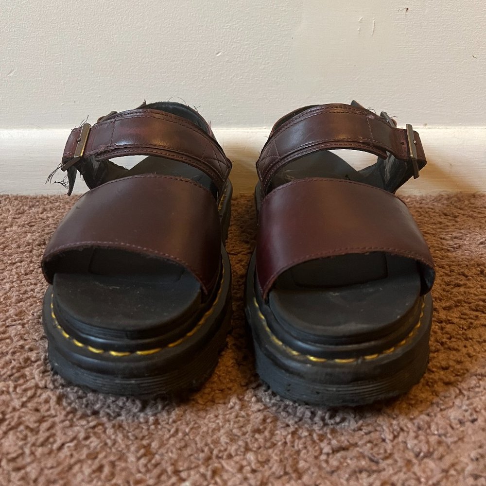 Dr. Martens Burgandy Voss Leather Strap Sandals